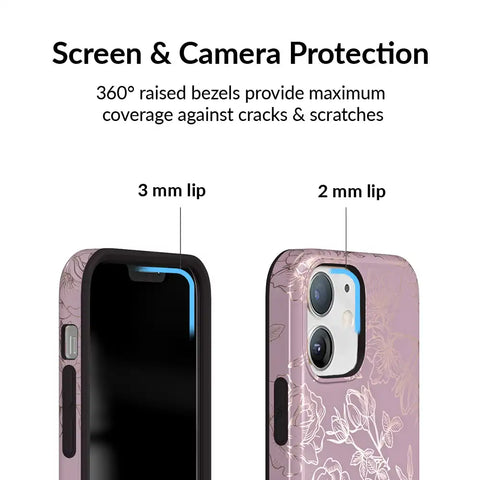 Dusty Rose Chrome Floral iPhone Case