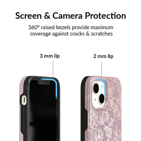 Dusty Rose Chrome Floral iPhone Case
