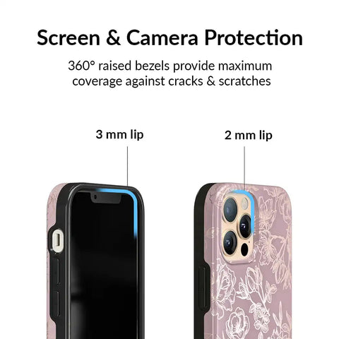 Dusty Rose Chrome Floral iPhone Case