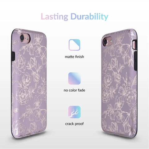 Dusty Rose Chrome Floral iPhone Case