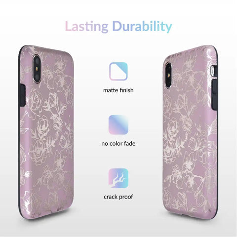 Dusty Rose Chrome Floral iPhone Case
