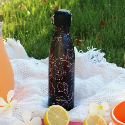 Floral Rose Gold Water Bottle