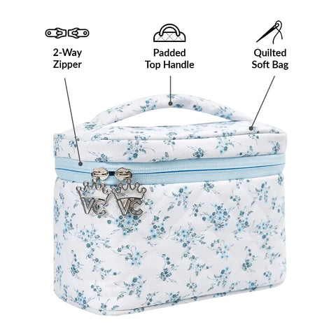 French Blue Floral Vanity Bag