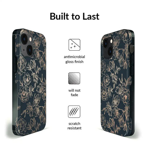 Floral Rose Gold Chrome iPhone Case