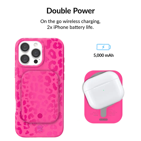 Even Hotter Pink Leopard Portable MagSafe Charger Power Pack