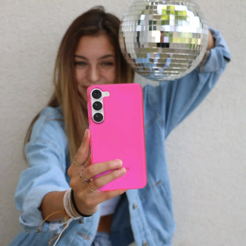 Neon Pink Clear Samsung Case