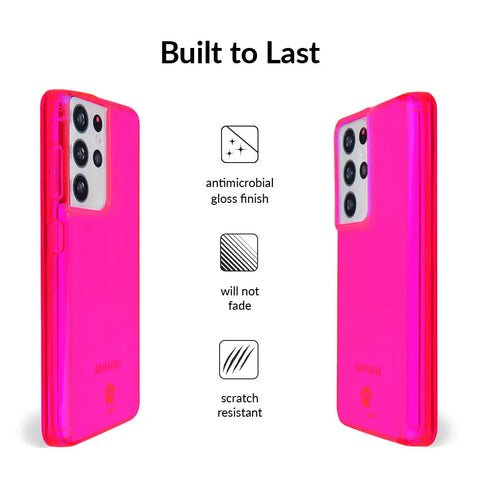 Neon Pink Clear Samsung Case