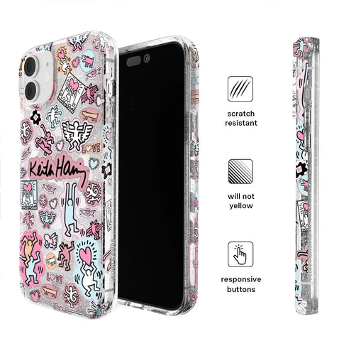 Keith Haring Pastel Glitter iPhone Case