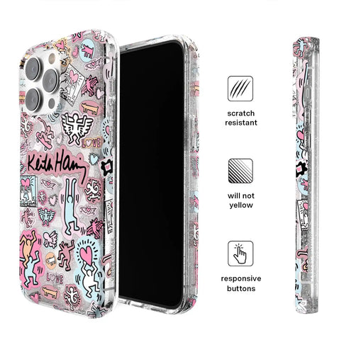 Keith Haring Pastel Glitter iPhone Case