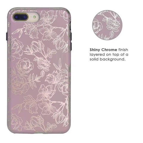 Dusty Rose Chrome Floral iPhone Case