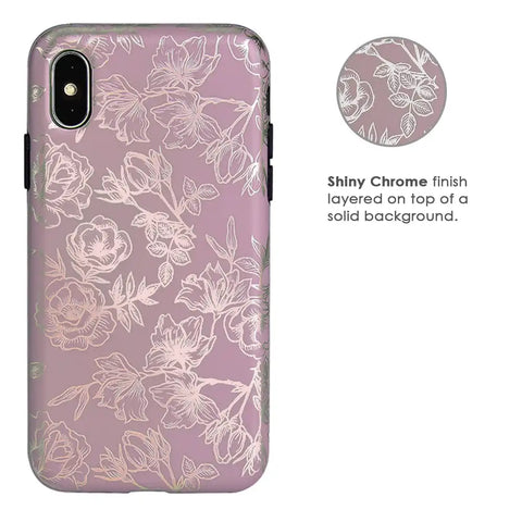 Dusty Rose Chrome Floral iPhone Case