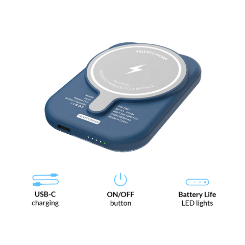 Denim Vibe Checkered Portable MagSafe Charger Power Pack