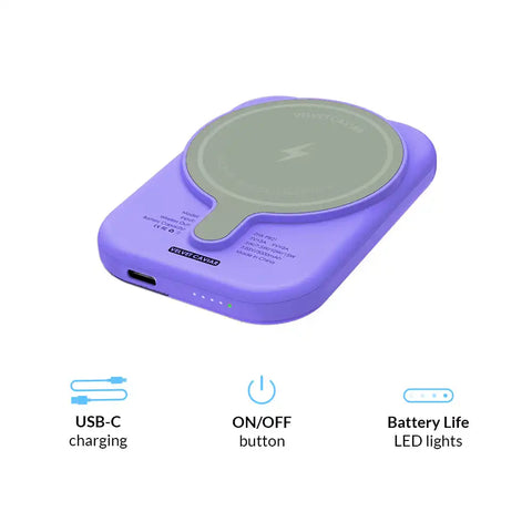 Electric Purple Portable MagSafe Charger Power Pack