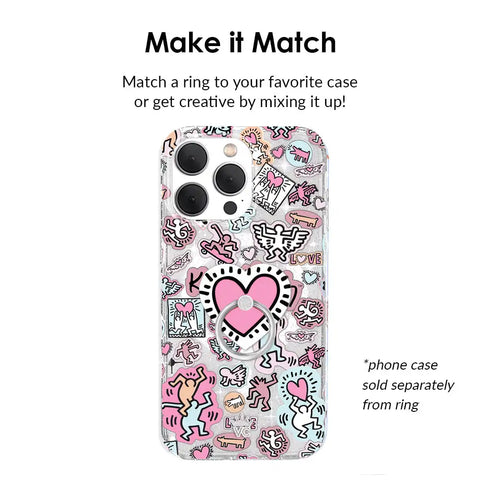 Keith Haring Pink Heart Phone Ring