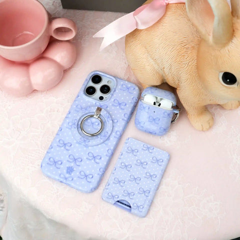 Lovely Blue Bows MagSafe Wallet