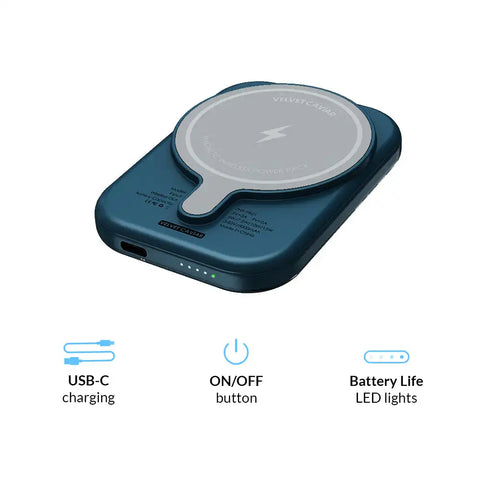 Metallic Navy Leopard Portable MagSafe Charger Power Pack