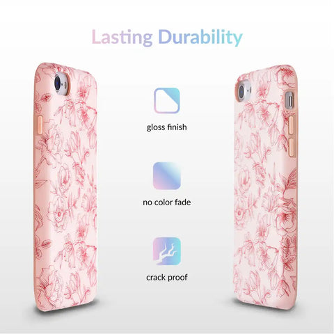 Nude Red Chrome Floral iPhone Case