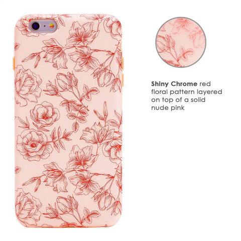 Nude Red Chrome Floral iPhone Case