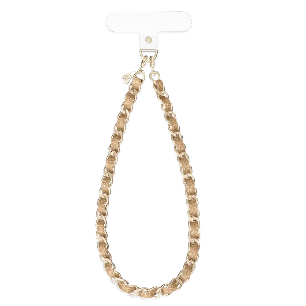 Nude Leather Chain Phone Charm