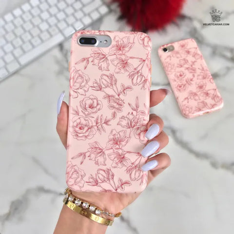 Nude Red Chrome Floral iPhone Case