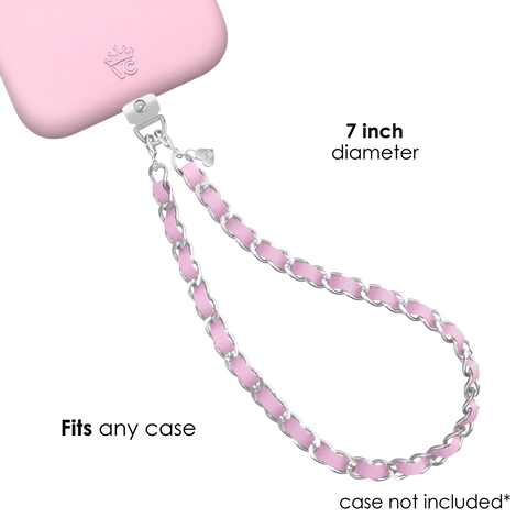 Pink Leather Chain Phone Charm