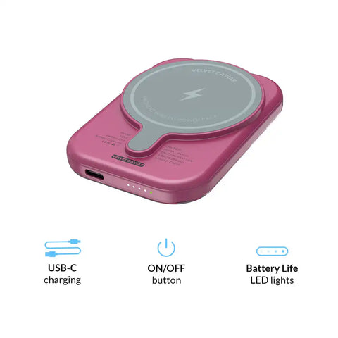 Pink Ruby Leopard Portable MagSafe Charger Power Pack