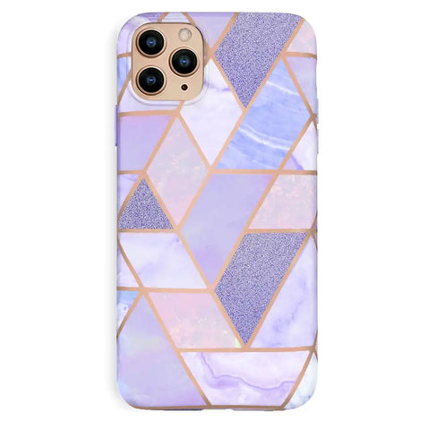 Purple Geometric Marble iPhone Case