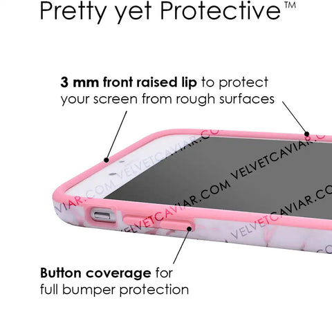 White Marble Pink Chrome iPhone Case