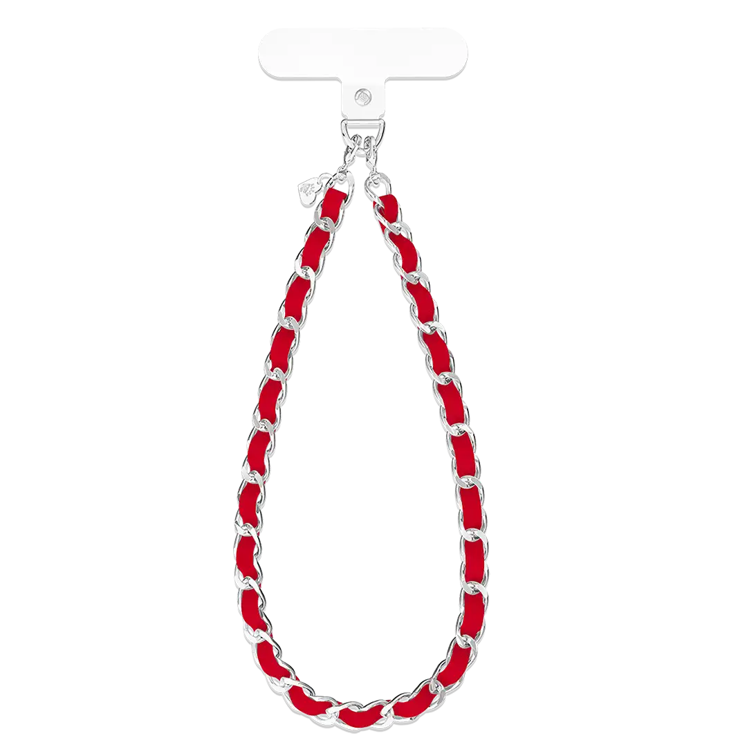 Red Leather Chain Phone Charm