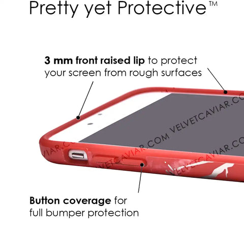 Red Marble Silver Chrome iPhone Case
