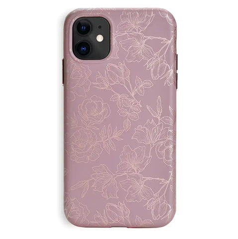 Dusty Rose Chrome Floral iPhone Case