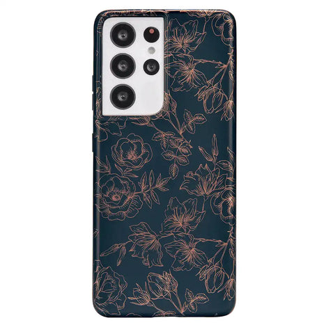 Floral Rose Gold Chrome Samsung Galaxy Case