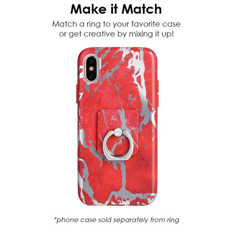 Red Marble Silver Chrome Phone Ring