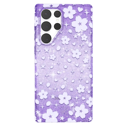 Lavender Cherry Blossom Glitter Samsung Case