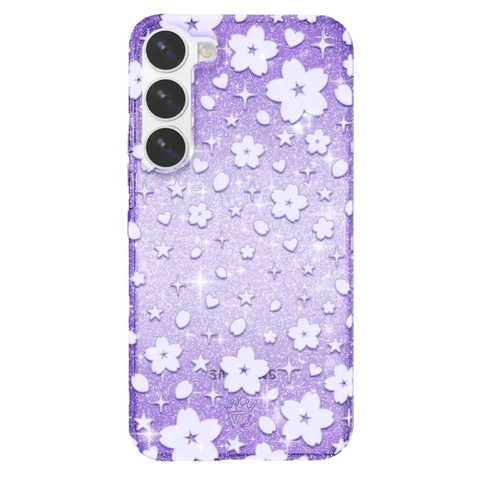 Lavender Cherry Blossom Glitter Samsung Case