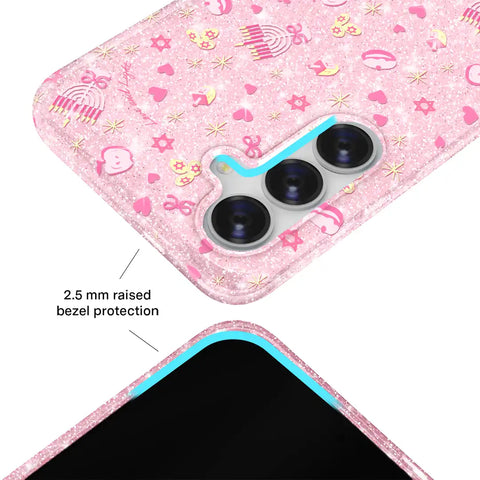 Pink Hanukkah Glitter Samsung Case