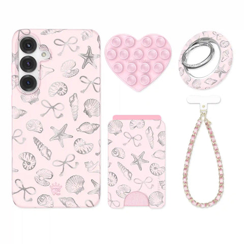 Pink Coastal Seashells Samsung Bundle Set
