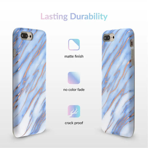 Sky Blue Rose Gold Chrome Marble iPhone case