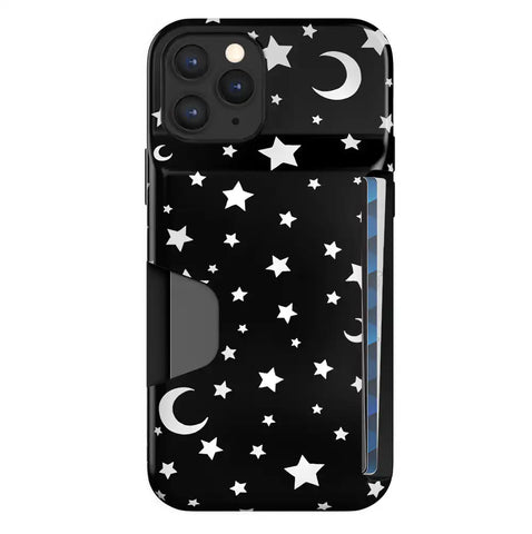 White Stars & Moon Iphone Wallet Case