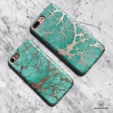 Turquoise Rose Gold Chrome iPhone Case