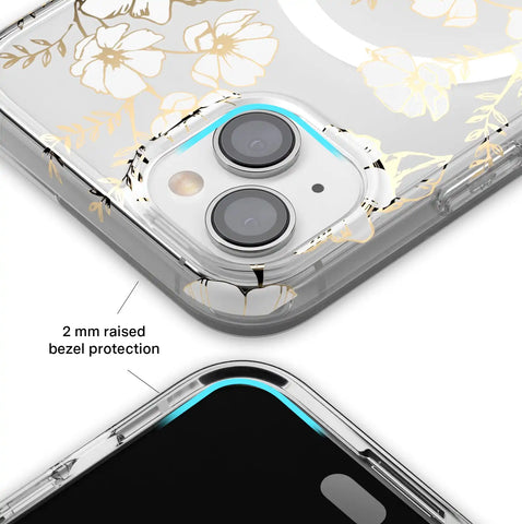 White and Gold Floral Clear iPhone Case