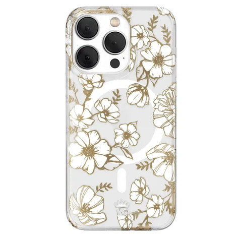 White and Gold Floral Clear iPhone Case