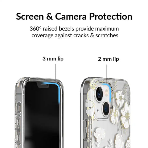 White and Gold Floral Clear iPhone Case