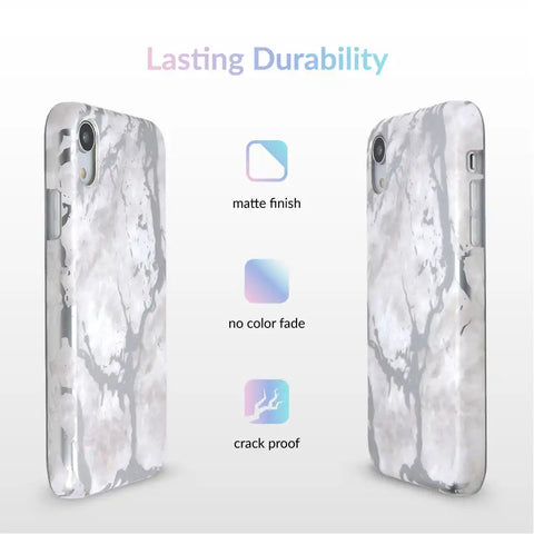 White Marble Silver Chrome iPhone Case